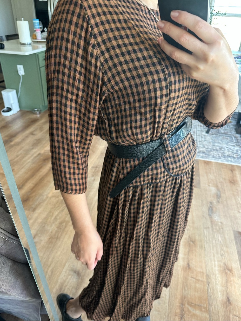 Vintage Nina Piccalino Brown and Black Checked Midi for fall 🍂